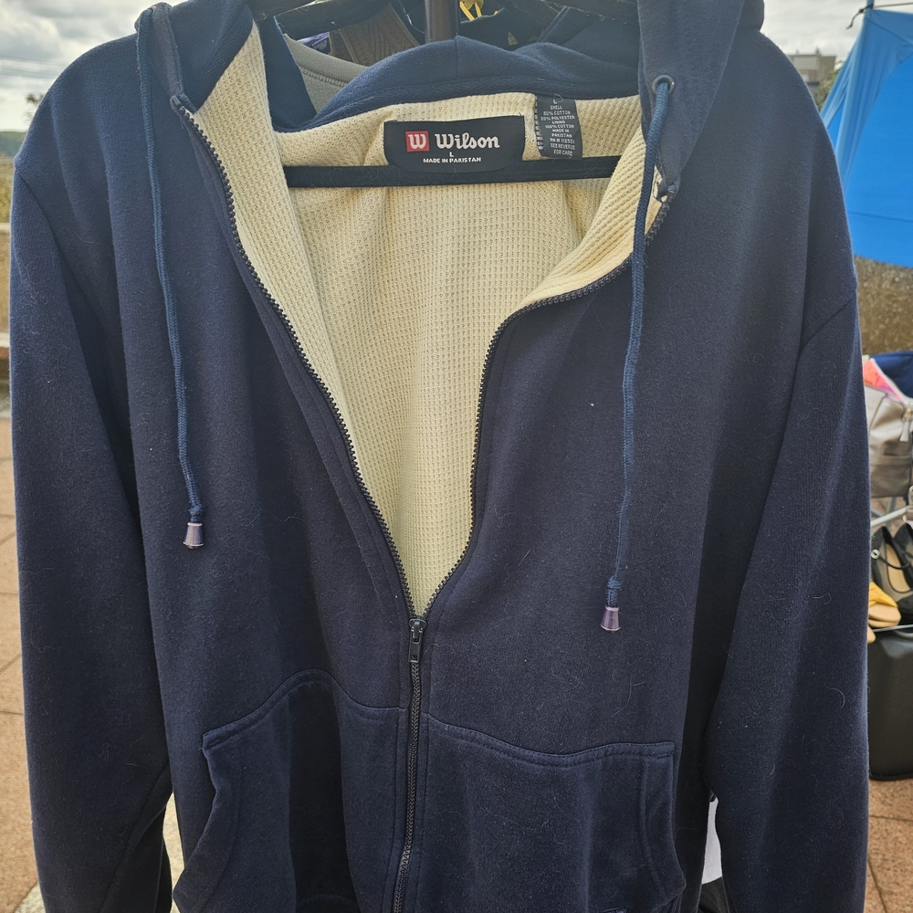 Wilson Dark Blue Hoodie with Cream Lining